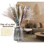 Gedroogde pampasdecoratie, natuurlijke gedroogde bloemen, 100 stuks, doe-het-zelf, gedroogde bloemen, boeket, ideaal voor boho, woonkamer, bruiloft, slaapkamer en vazen (LZGSGO-010