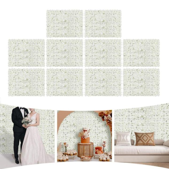 Kunstplanten, bloemen, muur, 10 stuks, kunstplanten, gazon, kunstplantenwand, 40 × 60 cm, wit