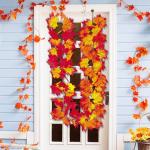 Künstliche Hängepflanzen Simuliertes Ahornblatt Rattan Blumengirlande Deko Blumenranke Künstliche Pflanzen Hängend für Halloween Weihnachten Thanksgiving Hochzeit Party Dekora