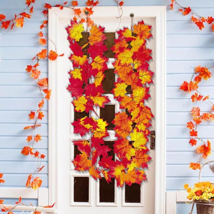 Künstliche Hängepflanzen Simuliertes Ahornblatt Rattan Blumengirlande Deko Blumenranke Künstliche Pflanzen Hängend für Halloween Weihnachten Thanksgiving Hochzeit Party Dekora