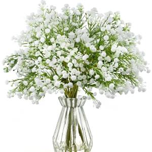 12 stuks Gypsophila babyadem boeket, Gypsophila plastic kunstgypsophila bloemen voor huisdecoratie bruiloft feest kantoordecoratie (wit (2# wit)