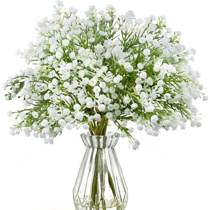 12 stuks Gypsophila babyadem boeket, Gypsophila plastic kunstgypsophila bloemen voor huisdecoratie bruiloft feest kantoordecoratie (wit (2# wit)