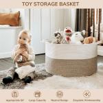 Opbergmand, opbergmand kinderkamer, wasmand kinderen, grote mand, kerstboommand, mand voor dekens, babyspeelgoed, gevlochten mand, 55 x 35 cm, bruin