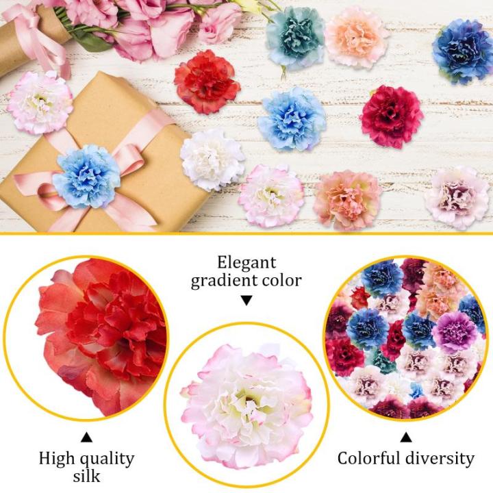 Kunstbloemen, bloemkoppen, kunstbloemen, zijden bloemen, kunstmatige anjer, strooibloemen (meerkleurig)