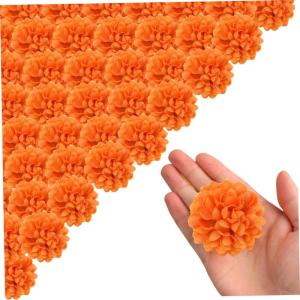 Goudsbloemen bloemen hoofden bulk, Halloween kunstmatige goudsbloemen bloemkoppen 60 stuks 4 cm zijden ringlingbloemen hoofden levenseer levende eik