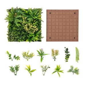 Set van 2 kunstheggen, plantenwand, 50 x 50 cm, panelen met veelzijdige kunstplanten, gesimuleerd gazon, wandpanelen, wandplanten, kunstplant voor muur, balkon, tuin, groen (11 soo