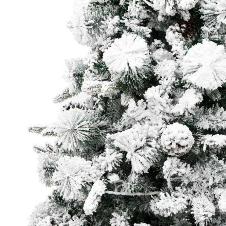 Weihnachtsbaum mit Beleuchtung Schnee und Zapfen 225 cm PVC&PE Christbaum Dekobaum Kunstbaum mit Ständer Tannenbaum Weihnachten Künstlicher Weihnachtsbaum für Weihnachtsdeko