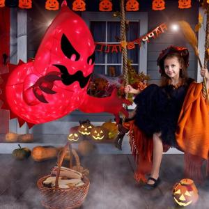 Opblaasbare Halloween-spook, opblaasbare griezelige vliegende geest, opblaasbare geest hangt aan het raam met ledlicht en luchtventilator, Halloween-spoken, outdoor decoraties