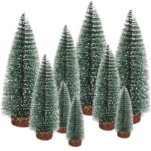 Kerstboom Mini Kunst, Miniatuur Kunstkerstboom Groen Klein Kerstversiering voor Tafeldecoratie, DIY, Etalage 10/16/22CM - 9 Stuks