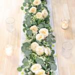 Künstliche Eukalyptus-Blumengirlande mit Champagnerrose, Seidenblumen, Grün, Girlande, Kunstschleierkraut, Efeu, für Hochzeit, Zuhause, Weihnachten, Party, Tischläufer, Dekorat