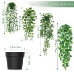 4 stuks kunsthangplanten, eucalyptusbladeren met potten, onderhoudsvrije , wijnstok voor tuin, binnen en buiten (pothos)