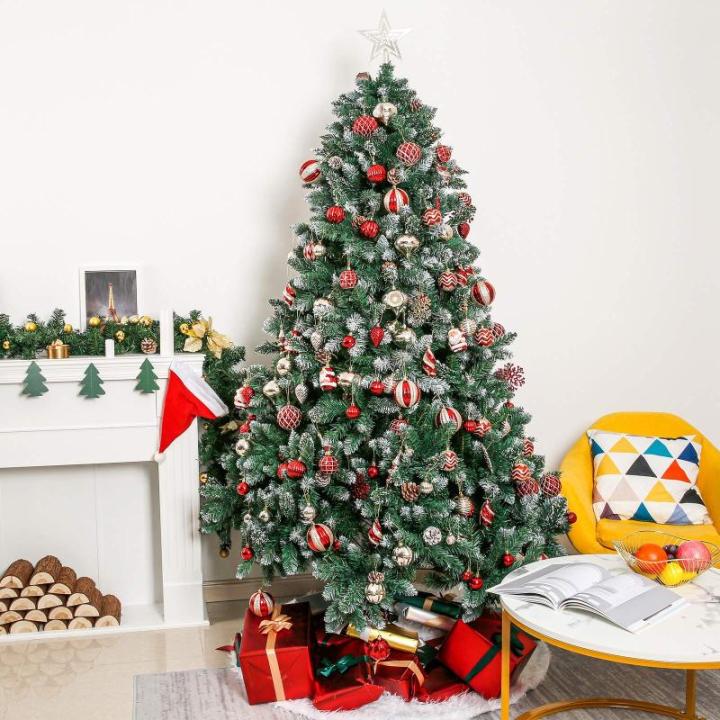 Kerstboom dennenboom met standaard 120cm-240cm voor kerstdecoratie (met sneeuw, 210cm)