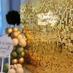 Schimmernder Wandhintergrund – Glänzende goldene Pailletten, 24 Paneele, Glitzer-Bling-Hintergrund, Dekorationen, 3D-Wandpaneel für Party, Geburtstag, Hochzeit, Verlobung, Jahr