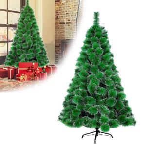 Kunstkerstboom, 180 cm, groene dennennaalden met sneeuweffect, kerstboom met 240 takken, snel op te bouwen klapsysteem, metalen standaard, kerstdecoratie