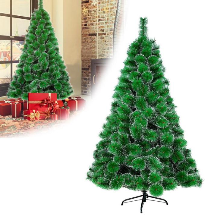 Kunstkerstboom, 180 cm, groene dennennaalden met sneeuweffect, kerstboom met 240 takken, snel op te bouwen klapsysteem, metalen standaard, kerstdecoratie