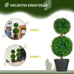 , set van 2 buxusboom, 60 cm kunstplant met dubbele bal, uv-bestendige kamerplant, kunstboom, plantendecoratie voor binnen en buiten, groen