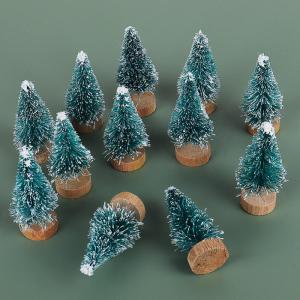 Flessenborstel kerstboom 12 pack, kleine kerst, kerstambachten decoratie mini- voor kunstprojecten, miniatuur kerstboom om doe-het-zelf sneeuwbollen, kersttaart en geschenken te ma
