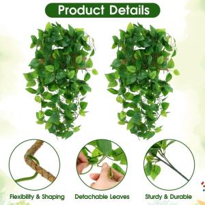 2 stuks hangende , , plastic groene plant, hangend, 105 cm, namaakklimop, plastic planten voor binnen en buiten, balkon, bruiloft, tuin, wanddecoratie