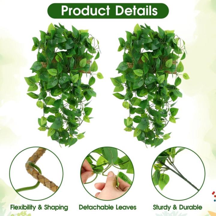 2 stuks hangende , , plastic groene plant, hangend, 105 cm, namaakklimop, plastic planten voor binnen en buiten, balkon, bruiloft, tuin, wanddecoratie