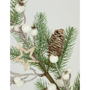 Kunstdennentak met bessendennenappels, ster, set van 2, 64 cm, decoratieve tak, grote tak, bloemen, kunsttakken voor adventskransen, slingers, vloervaas, kerstdecoratie, kunstbloem