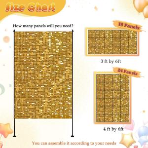 Schimmernder Wandhintergrund – Glänzende goldene Pailletten, 24 Paneele, Glitzer-Bling-Hintergrund, Dekorationen, 3D-Wandpaneel für Party, Geburtstag, Hochzeit, Verlobung, Jahr
