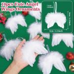 10 stuks kerstengelenvleugels, witte kerstboomversiering, kerstversiering, witte engelenvleugels, kerstversiering voor kerstfeest, decoratie, doe-het-zelf handwerk