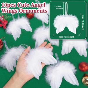 10 stuks kerstengelenvleugels, witte kerstboomversiering, kerstversiering, witte engelenvleugels, kerstversiering voor kerstfeest, decoratie, doe-het-zelf handwerk