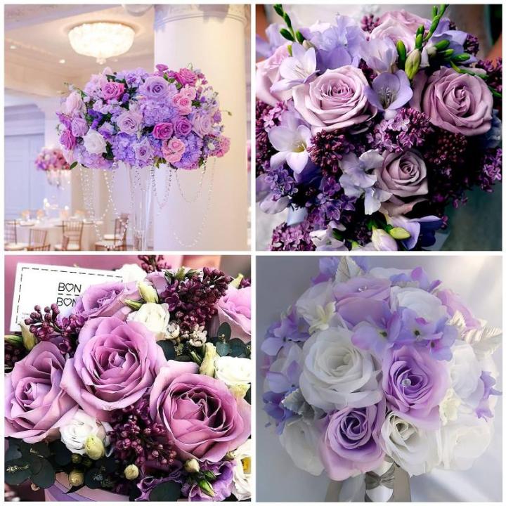 , 20 stuks kunstrozen met stengels, paarse nepbloemen, schuimbloemen, rozen, , bloemen voor decoratie, bruiloftsdecoratie, kamerdecoratie (paars)