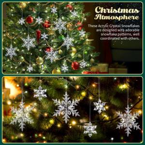 25 stks Kristallen Sneeuwvlok Kerstboom Ornamenten Acryl Sneeuwvlok Opknoping Kerst Decoratie Winter Wonderland Sneeuwvlok Opknoping Hangers Voor Kerstboom Thuis Feestbenodigdheden