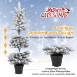 Schlanker Künstlicher Weihnachtsbaum 150 cm, Beleuchteter Beflockter Weihnachtsbaum mit 120 LED-Lichtern & beflocktem Schnee, Tannenbaum mit Zementbasis, für Innen- & Außenberei