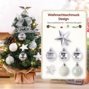 Mini-kerstboom kleine kerstboom met verlichting, led-tafelkerstboom, klein, kunstmatig versierd, voor kerstdecoratie, 40 cm