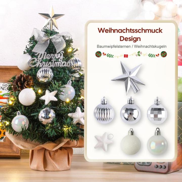 Mini-kerstboom kleine kerstboom met verlichting, led-tafelkerstboom, klein, kunstmatig versierd, voor kerstdecoratie, 40 cm