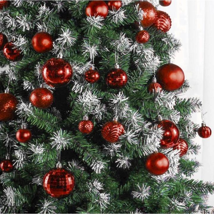 rode kerstbalornamenten voor kerstversiering - 36 stuks kerstboom onbreekbare ornamenten met ophanglus voor vakantie- en feestdecoratie (combo van 6 stijlen in 3 maten)