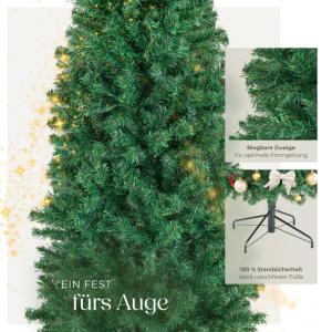 Künstlicher Weihnachtsbaum, naturgetreu, Weihnachtsbaum mit biegsamen Zweigen, voluminöses Nadelkleid, pflegeleicht, stabil, einfacher Aufbau, Tannenbaum künstlich als Weihnacht