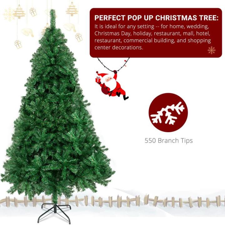 6 Fuß hoher künstlicher Weihnachtsbaum, unbeleuchtet, künstlicher Weihnachtsbaum mit Scharnier, 550 Zweigspitzen und faltbarem Metallständer, Weihnachtsweihnachtsbaum für Zuha