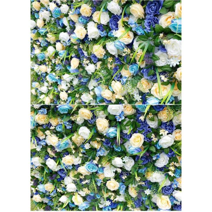 Blauer Dschungel-Stil, 5D-Stoff, Hintergrund, Blumenwand, Blumenarrangement, Blumen-Wandpaneel-Set, Seiden-Hortensie, Rose, Blumenpaneel Für Fotohintergrund, Home, Party, Hochzeit