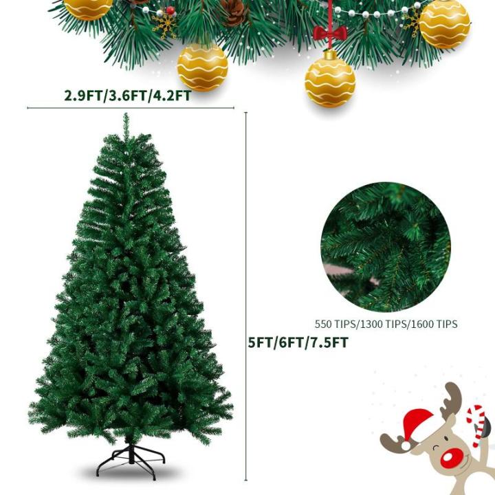 Kerstboom met 1200 takpunten, 1,8 meter lange kunstkerstboom met metalen opvouwbare basis, eenvoudig te monteren, volledige kerstboom voor kantoor, thuis, feestdecoratie
