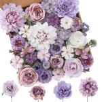 Künstliche Blumen Combo Lila Blumen Mix Seide Blumen Dahlie Rosen mit Stielen für DIY Hochzeit Brautsträuße, Babyparty, Blumenarrangement, Tischaufsätze, Heimdekorationen.