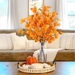 4-delige eucalyptus decoratie kunstherfstbladeren takken, kunstbloemen herfstbloemen herfstbloemen kunstbladeren, herfsttakken herfstbladeren decoratieve takken geel voor herfstdec