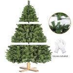 Kunstkerstboom van 213 cm met 1346 takpunten, dennenboom met houten standaard en handschoenen, snel op te bouwen en afneembaar, dennenboom voor kantoor, thuis, winkel, feest, feest