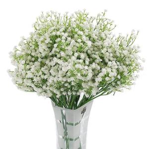 Real Touch Kunstmatige Gypsophila, 12 stuks, wit, voor bruiloft, feest, bruid, kantoordecoratie (wit)