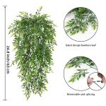 Set van 4 kunstmatige hangende planten nep groene klimop bladeren decoratie voor buiten en binnen, bamboe gebladerte hangende planten faux wijnstok groen woondecoratie voor woonkam