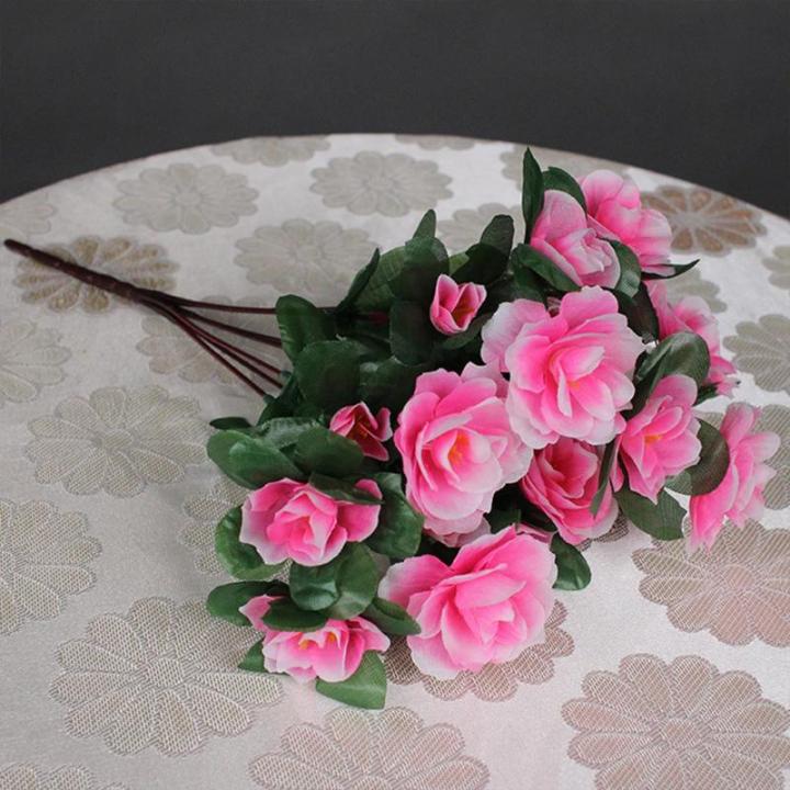 Künstlicher Blumenstrauss Azalee 33 cm Pink Kunstpflanzen Kunstblumen Künstliche Blumen Pflanzen Kunstblumenstrauß für Zuhause Tisch Büro 0516