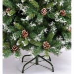 Weihnachtsbaum, 9,8 Fuß beflockter Schnee-Weihnachtsbaum, künstliche Weihnachtskiefern mit aufklappbarer Tannenzapfendekoration, unbeleuchtet, Metallständer for festliche Feiert
