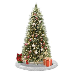 Kunstkerstboom met verlichting, 150 cm, kunstkerstboom PVC met decoratieve sneeuw, edelspar snel op te bouwen, brandbaar, incl. kerstboomstandaard (1,5 m, natuurlijk wit besneeuwd 