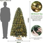 Nordmanntanne Kunstkerstboom, Levensechte Voorbehandelde Dennennaalden, Kerstboom met Handgemaakte Houten Standaard, Vakantie Decoratie voor Thuis en Winkel, 200 Warm Witte Lampjes