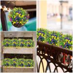 12 bundels voor buiten, kunststruiken, decoratie, UV-bestendig, balkonplanten, struiken, plastic bloemenboeket voor het ophangen van plantenbakken, veranda, vaas, tuin