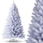 Weihnachtsbaum Künstlich，Tannenbaum Künstlich PVC mit Metallständer，Premium Nordmanntanne,Schwer Entflammbarer Christbaum für Weihnachten-Dekoration,Mehrweg,Weiß Tannenbau