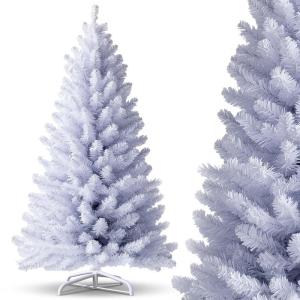 Weihnachtsbaum Künstlich，Tannenbaum Künstlich PVC mit Metallständer，Premium Nordmanntanne,Schwer Entflammbarer Christbaum für Weihnachten-Dekoration,Mehrweg,Weiß Tannenbau