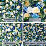 Blauer Dschungel-Stil, 5D-Stoff, Hintergrund, Blumenwand, Blumenarrangement, Blumen-Wandpaneel-Set, Seiden-Hortensie, Rose, Blumenpaneel Für Fotohintergrund, Home, Party, Hochzeit